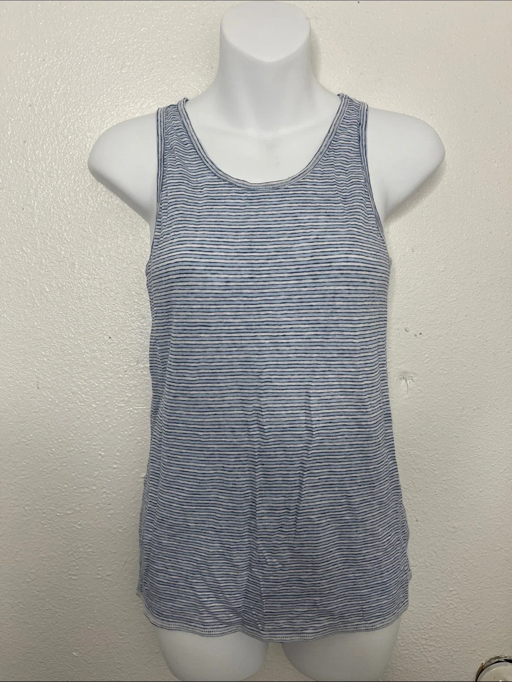 J.Crew Blue & White Striped Linen Tank- S
